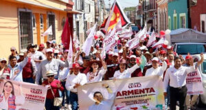 Encabeza Tonantzin Fernández primera caminata en favor de la 4T en San Pedro Cholula