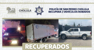 Policía de San Pedro Cholula recupera 3 vehículos robados